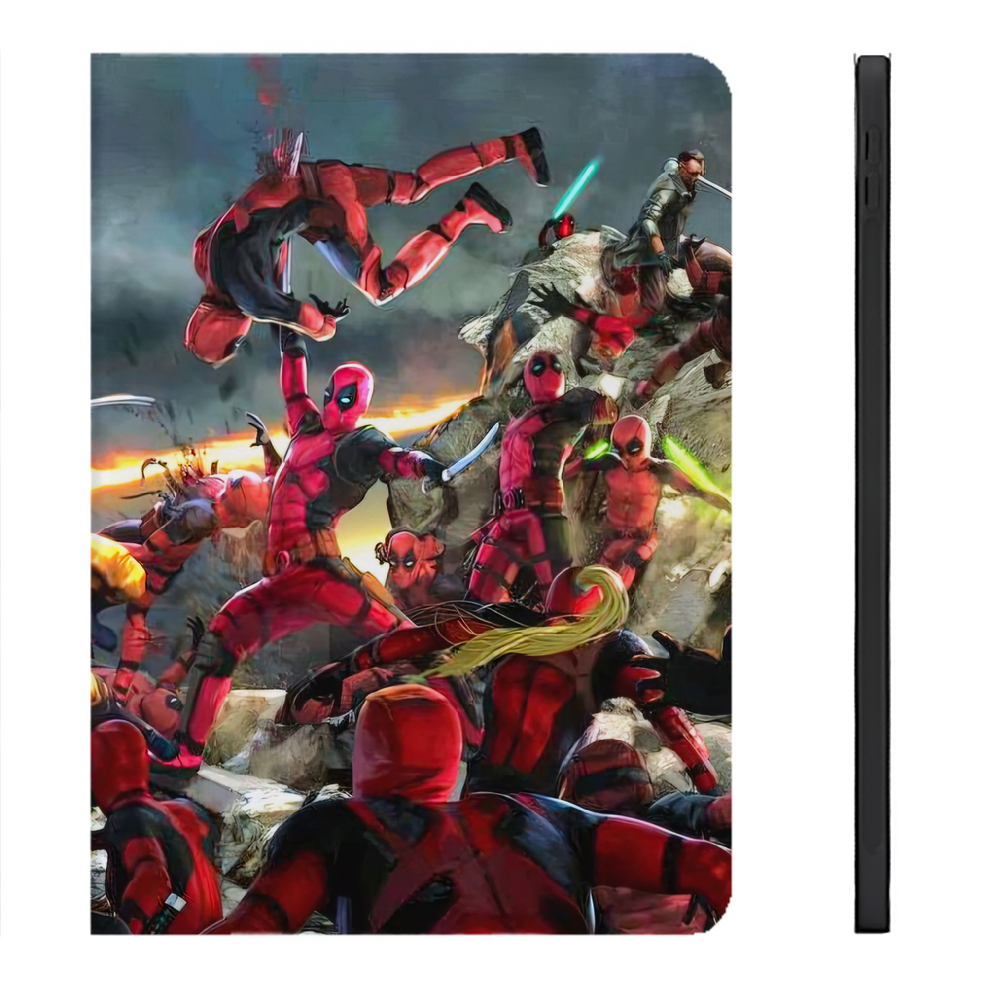 （画像用） Deadpool デッドプール IPadケース ペンホルダー付き ブックスタイルデザイン